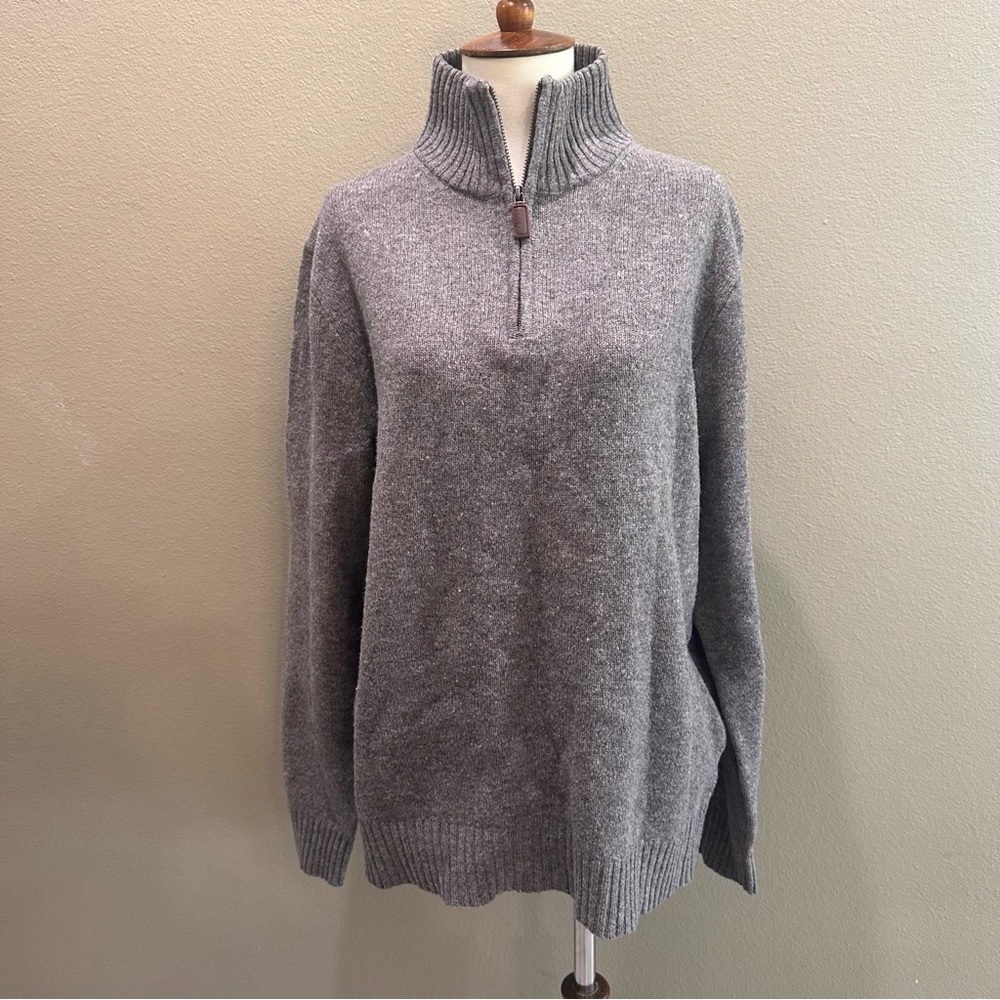 Gray Women's Sweater J Crew 100% Lambswool quarter zip Pull Over - Picture 5 of 13